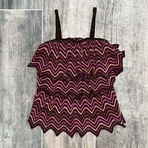 Bebe Y2K Zigzagged Knit Tiered Top